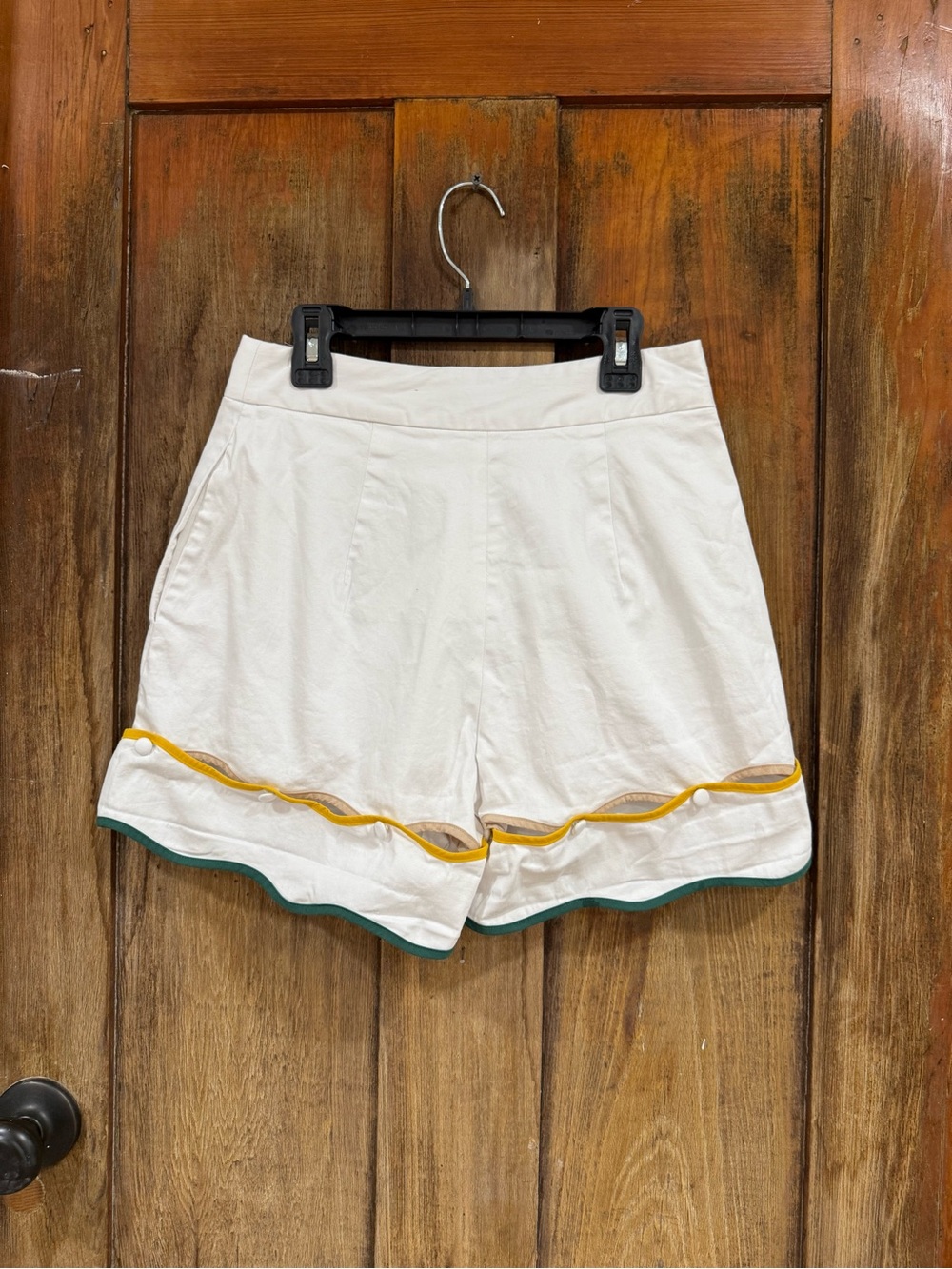ANTONIO MELANI White High-Waist Shorts Set with Yellow & Green Trim - Picture 10 of 11
